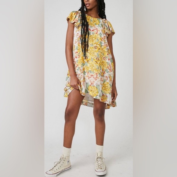 🔖 FREE PEOPLE
Yara Printed Flutter-Sleeve Floral Minidress Tea Combo OB1785306 - Picture 3 of 8
